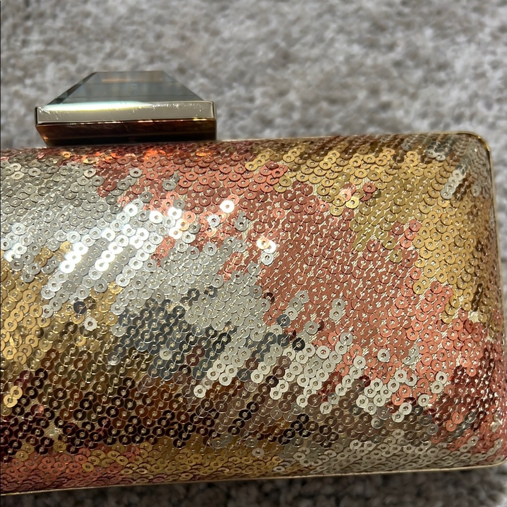Sondra Roberts Sequin Clutch Bag - Gold and Orange - Picture 8 of 8